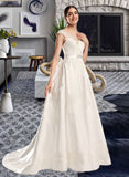 Izabella Ball-Gown/Princess Scoop Neck Chapel Train Wedding Dress With Beading Sequins UKP0014037