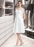 Lea A-Line V-neck Knee-Length Satin Wedding Dress UKP0014038