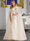 Sophronia Trumpet/Mermaid V-neck Court Train Tulle Lace Wedding Dress With Beading Sequins UKP0014040