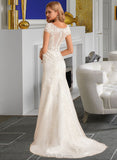 Sophronia Trumpet/Mermaid V-neck Court Train Tulle Lace Wedding Dress With Beading Sequins UKP0014040