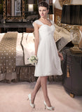 Rylie A-Line Sweetheart Knee-Length Chiffon Wedding Dress With Ruffle UKP0014041