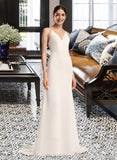 Luna Sheath/Column V-neck Court Train Wedding Dress With Lace UKP0014042