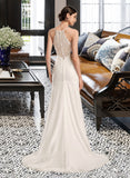 Luna Sheath/Column V-neck Court Train Wedding Dress With Lace UKP0014042