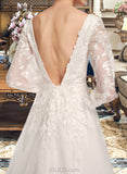 Maureen Ball-Gown/Princess V-neck Chapel Train Wedding Dress With Sequins UKP0014044