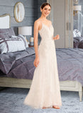 Kailey A-Line V-neck Court Train Wedding Dress With Sequins UKP0014045