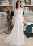 Abbey A-Line Floor-Length Chiffon Wedding Dress UKP0014047