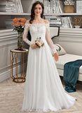 Abbey A-Line Floor-Length Chiffon Wedding Dress UKP0014047