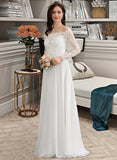 Abbey A-Line Floor-Length Chiffon Wedding Dress UKP0014047