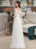 Abbey A-Line Floor-Length Chiffon Wedding Dress UKP0014047