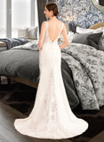 Amani Trumpet/Mermaid V-neck Court Train Wedding Dress With Lace UKP0014048