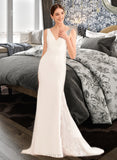 Amani Trumpet/Mermaid V-neck Court Train Wedding Dress With Lace UKP0014048