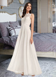 Carlie A-Line Scoop Neck Floor-Length Wedding Dress With Lace UKP0014049