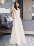 Carlie A-Line Scoop Neck Floor-Length Wedding Dress With Lace UKP0014049