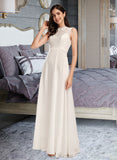 Carlie A-Line Scoop Neck Floor-Length Wedding Dress With Lace UKP0014049