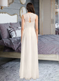 Carlie A-Line Scoop Neck Floor-Length Wedding Dress With Lace UKP0014049