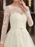 Tatiana Ball-Gown/Princess Illusion Court Train Tulle Lace Wedding Dress With Beading Sequins UKP0014050