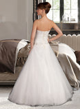 Thirza Ball-Gown/Princess Sweetheart Floor-Length Satin Organza Wedding Dress With Ruffle Lace Beading UKP0014052