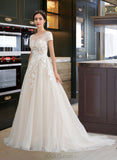 Ada Ball-Gown/Princess Illusion Court Train Tulle Wedding Dress UKP0014053