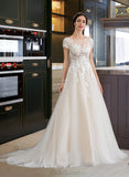 Ada Ball-Gown/Princess Illusion Court Train Tulle Wedding Dress UKP0014053