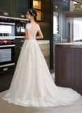 Ada Ball-Gown/Princess Illusion Court Train Tulle Wedding Dress UKP0014053