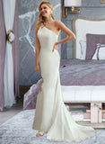 Angelina Trumpet/Mermaid One-Shoulder Sweep Train Wedding Dress UKP0014055