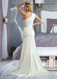 Angelina Trumpet/Mermaid One-Shoulder Sweep Train Wedding Dress UKP0014055