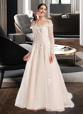 Ursula Ball-Gown/Princess Off-the-Shoulder Court Train Wedding Dress With Sequins UKP0014059