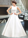 Ryleigh Ball-Gown/Princess Scoop Neck Floor-Length Satin Wedding Dress With Beading Sequins UKP0014061