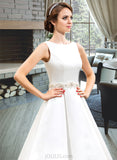 Ryleigh Ball-Gown/Princess Scoop Neck Floor-Length Satin Wedding Dress With Beading Sequins UKP0014061