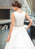 Ryleigh Ball-Gown/Princess Scoop Neck Floor-Length Satin Wedding Dress With Beading Sequins UKP0014061