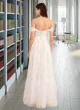 Janiyah A-Line Off-the-Shoulder Floor-Length Wedding Dress With Beading Sequins UKP0014062