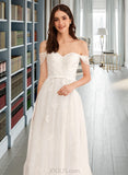 Janiyah A-Line Off-the-Shoulder Floor-Length Wedding Dress With Beading Sequins UKP0014062