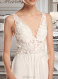 Sophie A-Line V-neck Court Train Wedding Dress With Beading Sequins UKP0014065