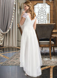 Lily A-Line V-neck Asymmetrical Tulle Wedding Dress With Ruffle Beading Sequins UKP0014069