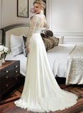 Rosemary A-Line V-neck Floor-Length Wedding Dress With Lace UKP0014070