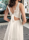 Kyleigh A-Line V-neck Court Train Wedding Dress With Lace UKP0014073