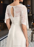 Taylor Sheath/Column V-neck Floor-Length Wedding Dress With Lace UKP0014076