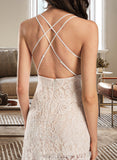 Amber Sheath/Column V-neck Floor-Length Wedding Dress With Split Front UKP0014077