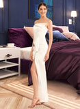 Shayla Sheath/Column Sweetheart Floor-Length Wedding Dress With Ruffle Split Front UKP0014078