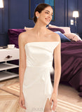 Shayla Sheath/Column Sweetheart Floor-Length Wedding Dress With Ruffle Split Front UKP0014078