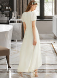 Kyra A-Line V-neck Asymmetrical Chiffon Wedding Dress UKP0014080