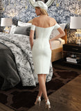 Marcia Sheath/Column Off-the-Shoulder Knee-Length Wedding Dress UKP0014082