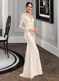 Frida Trumpet/Mermaid Illusion Court Train Wedding Dress With Beading UKP0014084