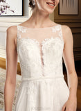 Dana A-Line Illusion Sweep Train Wedding Dress With Lace Sequins UKP0014086