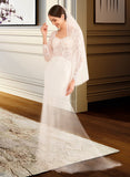 Carolyn Trumpet/Mermaid V-neck Chapel Train Wedding Dress With Beading Sequins UKP0014093