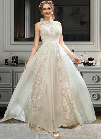 Kailey A-Line Scoop Neck Floor-Length Wedding Dress With Lace UKP0014095