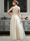 Kailey A-Line Scoop Neck Floor-Length Wedding Dress With Lace UKP0014095