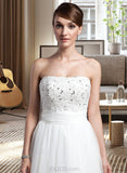 Rita Ball-Gown/Princess Strapless Ankle-Length Satin Organza Wedding Dress With Lace Beading UKP0014102