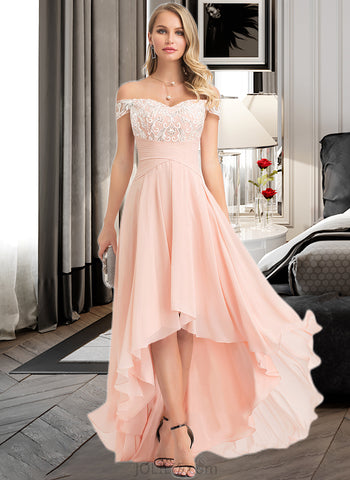 Paige A-Line Off-the-Shoulder Asymmetrical Chiffon Prom Dresses With Sequins UKP0014106