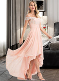 Paige A-Line Off-the-Shoulder Asymmetrical Chiffon Prom Dresses With Sequins UKP0014106